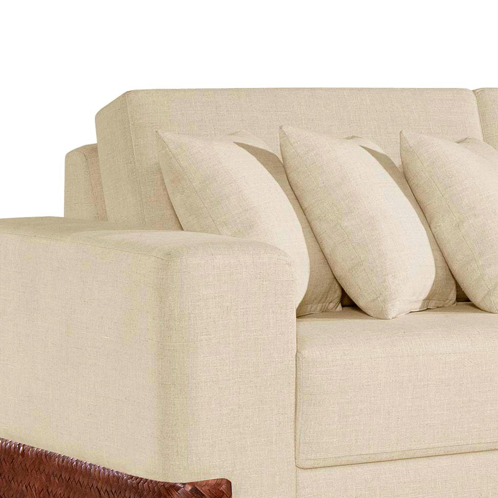 Sofá 4 Lugares Bretanha com Chaise Direito Linho Bege
