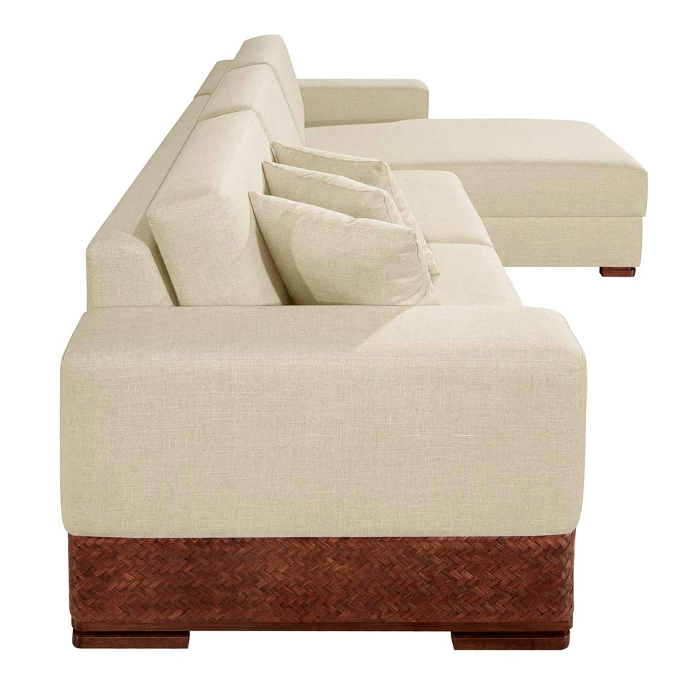 Sofá 4 Lugares Bretanha com Chaise Direito Linho Bege
