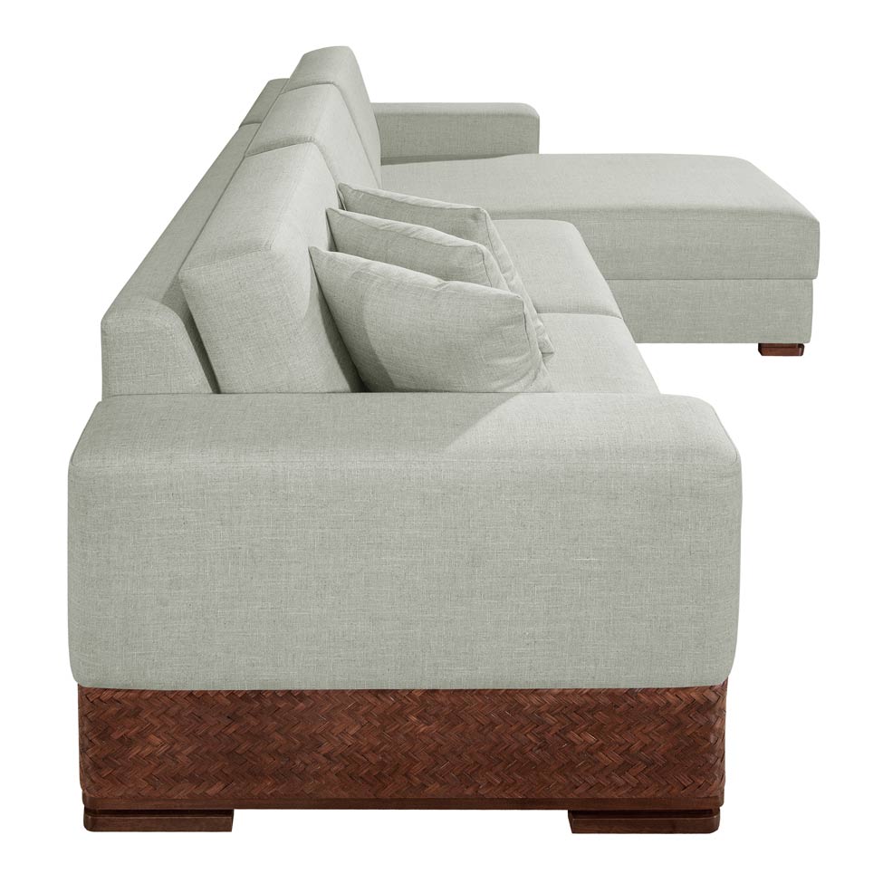 Sofá 4 Lugares Bretanha com Chaise Direito Linho Cinza