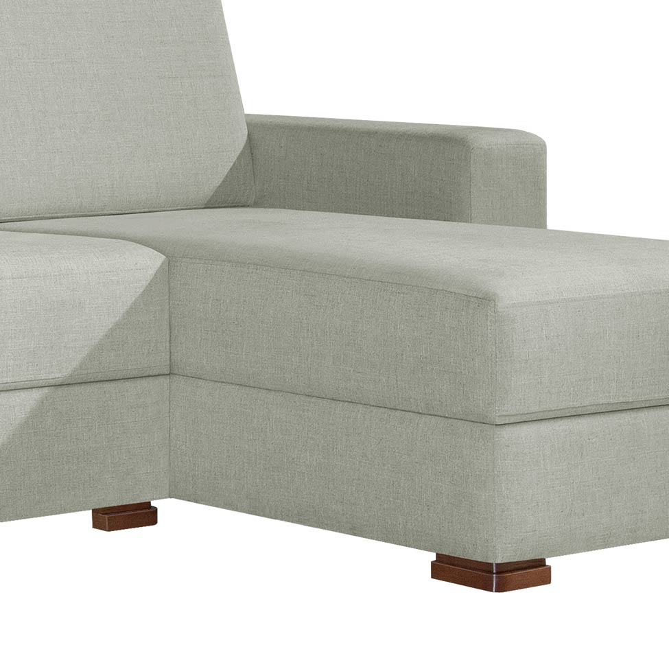 Sofá 4 Lugares Bretanha com Chaise Direito Linho Cinza