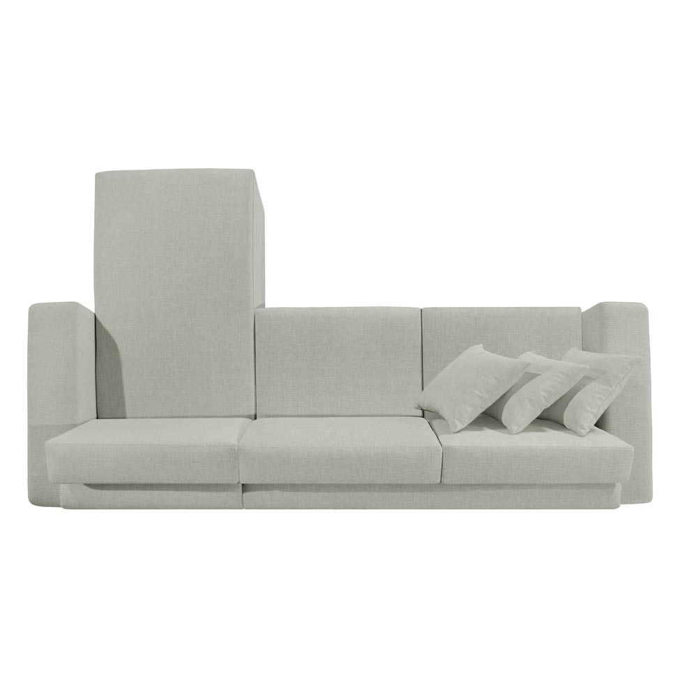 Sofá 4 Lugares Bretanha com Chaise Direito Linho Cinza