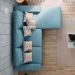 Sofá 4 Lugares Lombok com Chaise Direito Poliéster Azul