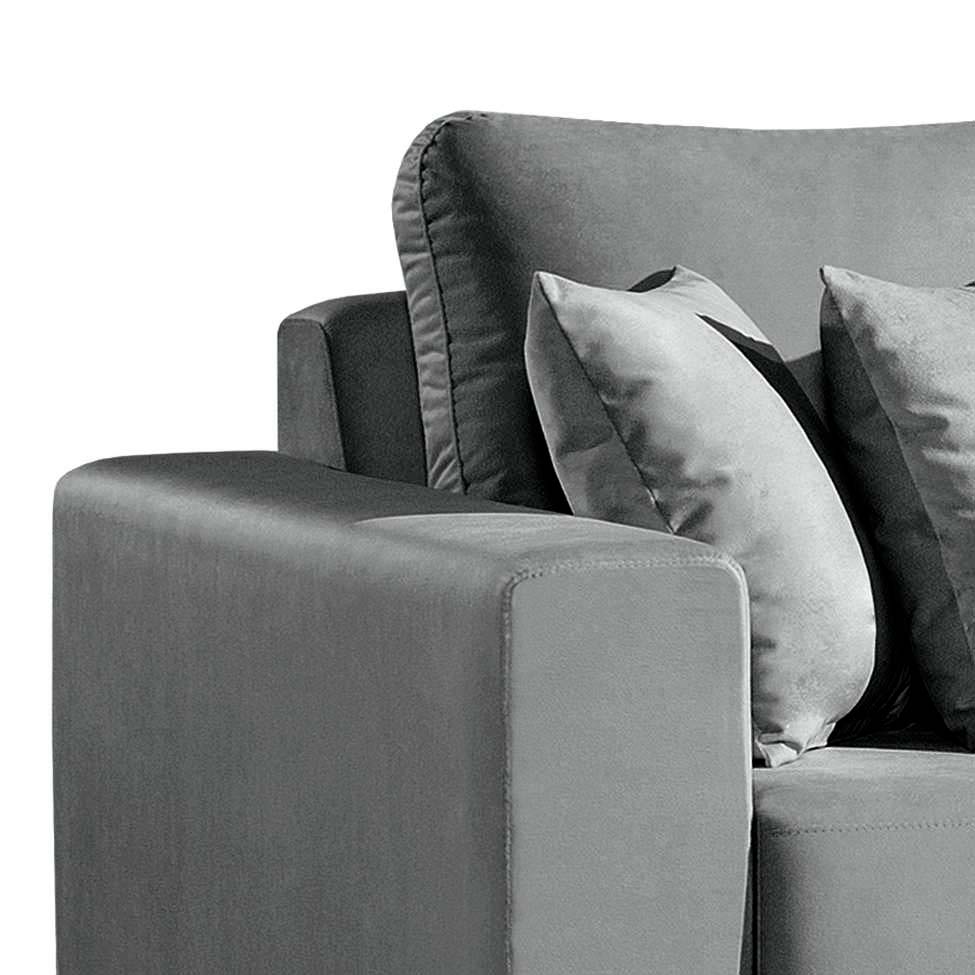 Sofá 4 Lugares Lombok com Chaise Direito Veludo Cinza