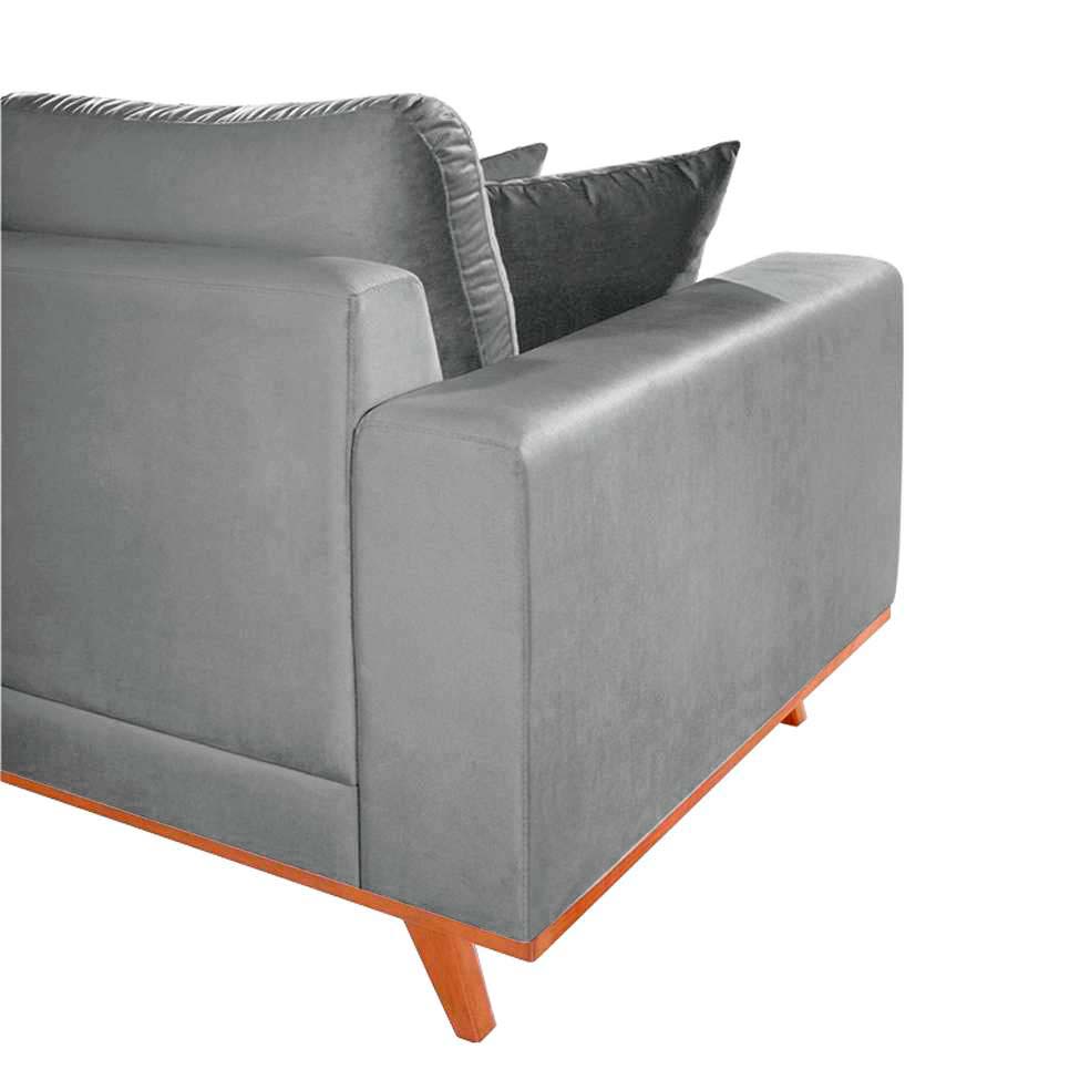 Sofá 4 Lugares Lombok com Chaise Direito Veludo Cinza