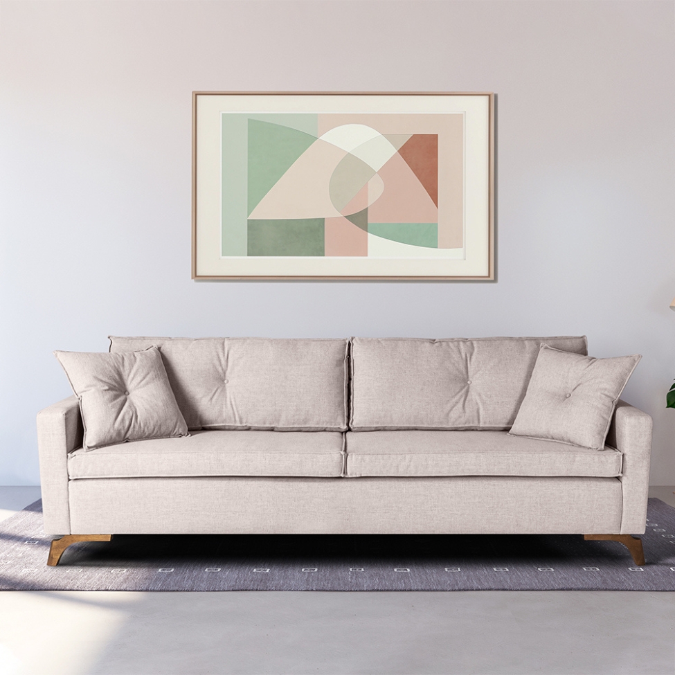 Sofá 4 Lugares Viena Linho Bege 250 cm