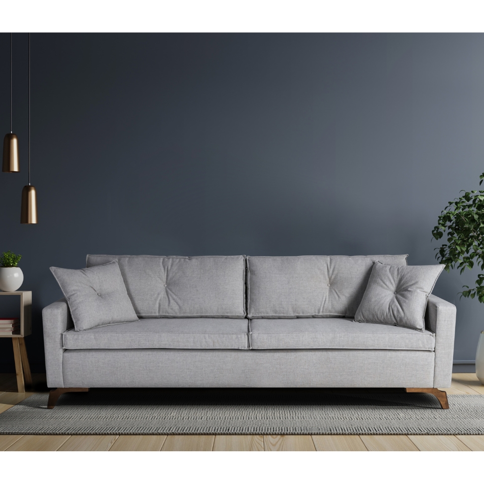 Sofá 4 Lugares Viena Linho Cinza 250 cm
