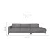 Sofá 6 Lugares Henry com Chaise Direito Veludo Cinza