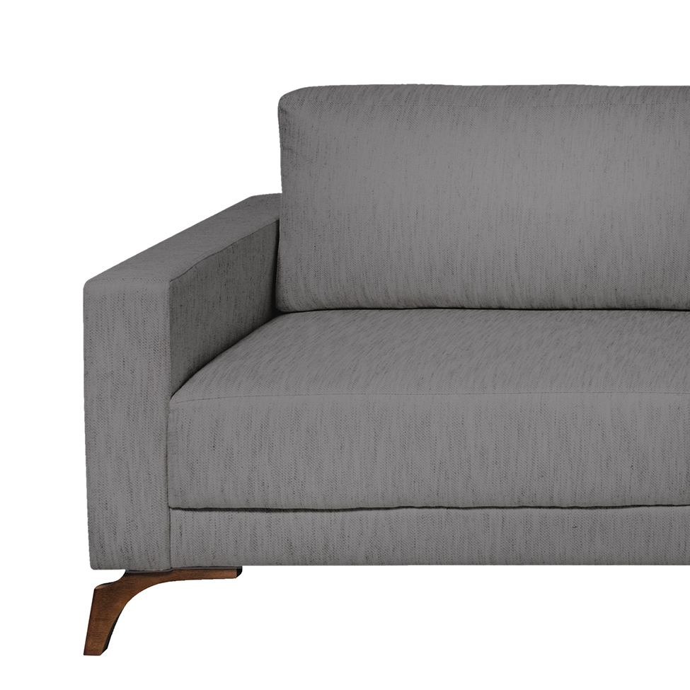 Sofá 6 Lugares Henry com Chaise Direito Veludo Cinza