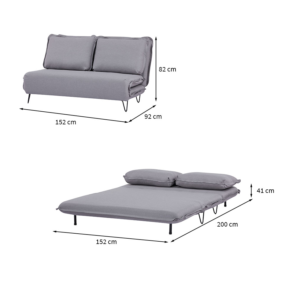 Sofá-Cama 2 Lugares Casal Bergamo Cinza Claro