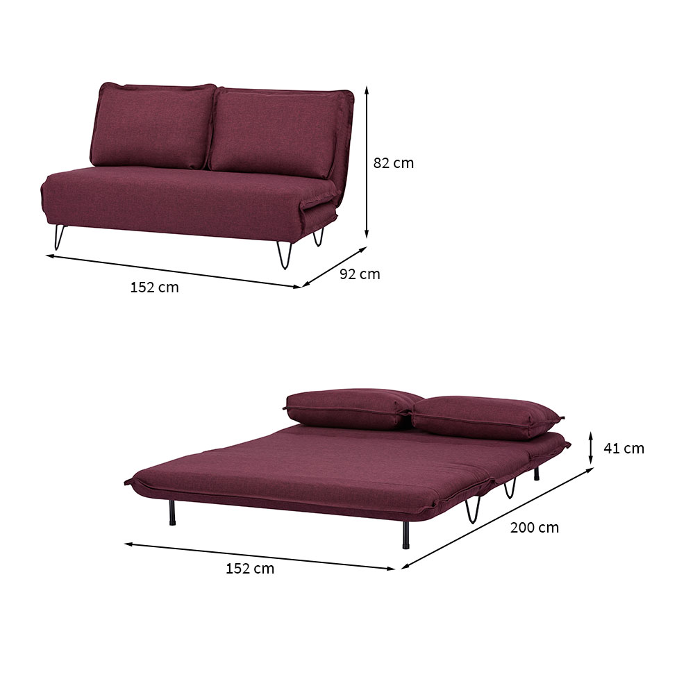 Sofá-Cama 2 Lugares Casal Bergamo Vermelho