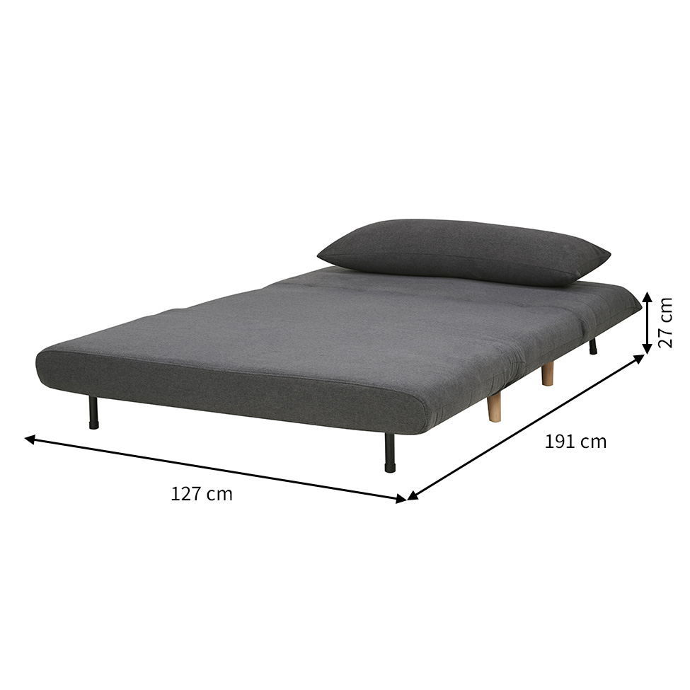 Sofá-Cama 2 Lugares Casal Génova Cinza Escuro