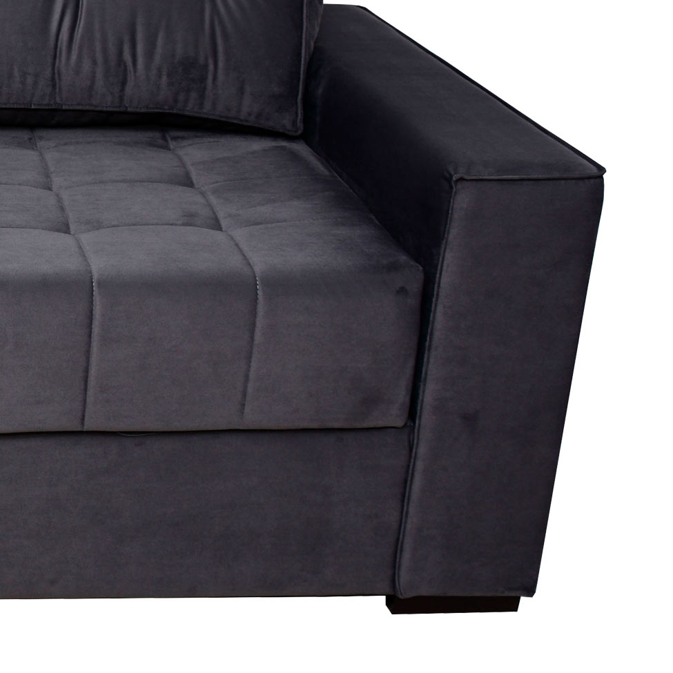 Sofá-Cama 3 Lugares Casal Murilo Veludo Chumbo