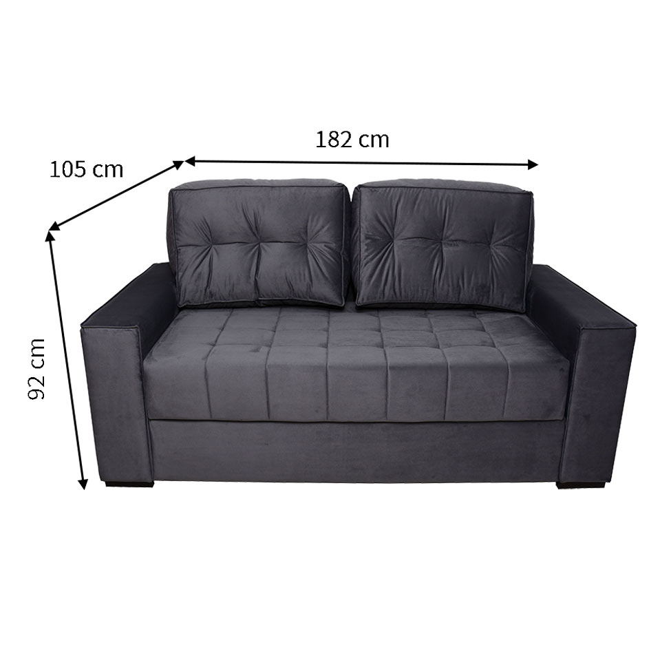 Sofá-Cama 3 Lugares Casal Murilo Veludo Chumbo