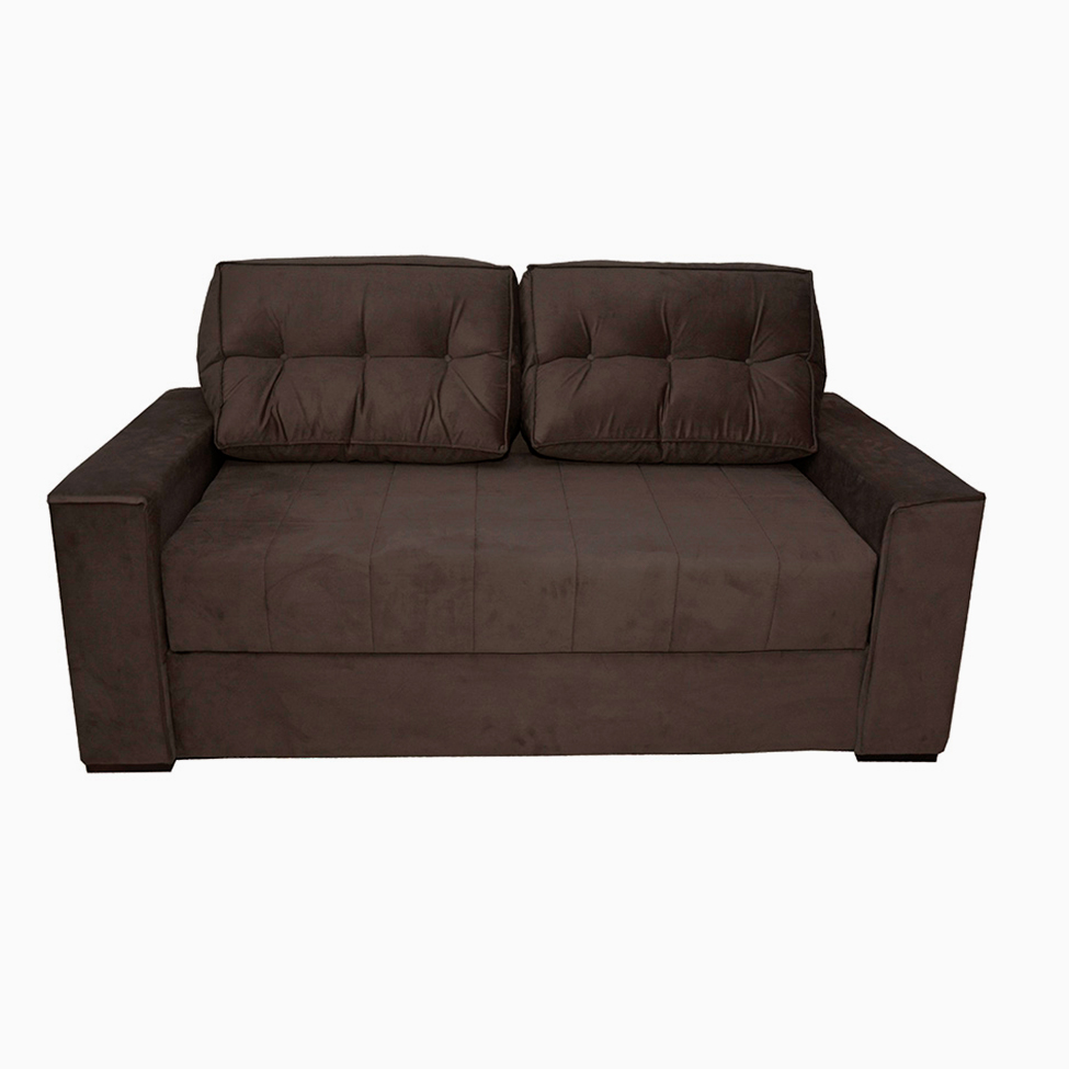 Sofá-Cama 3 Lugares Casal Murilo Veludo Marrom Escuro