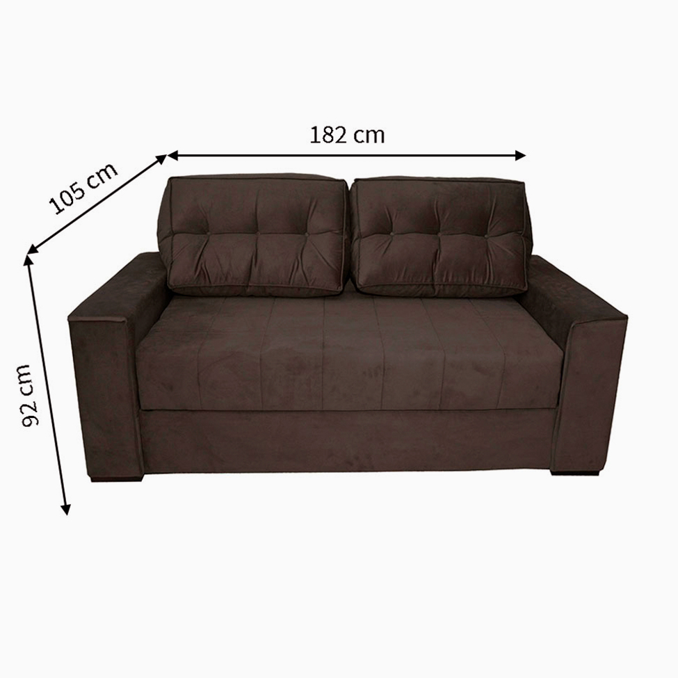 Sofá-Cama 3 Lugares Casal Murilo Veludo Marrom Escuro