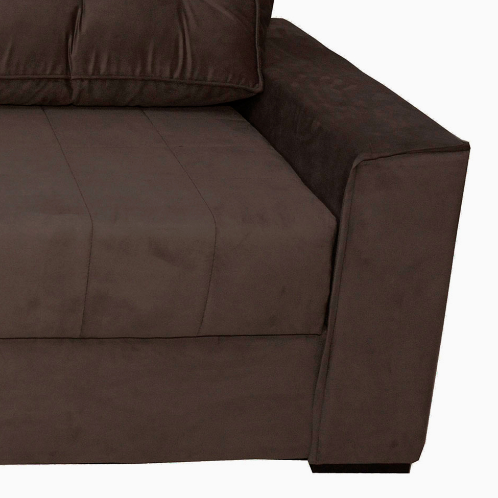 Sofá-Cama 3 Lugares Casal Murilo Veludo Marrom Escuro