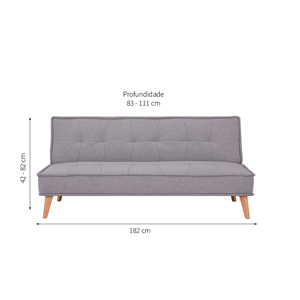 Sofá-Cama 3 Lugares Casal Venice Cinza