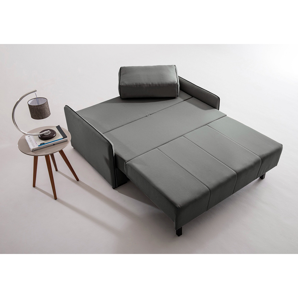 Sofá-Cama Casal 2 Lugares Isis Veludo Cinza