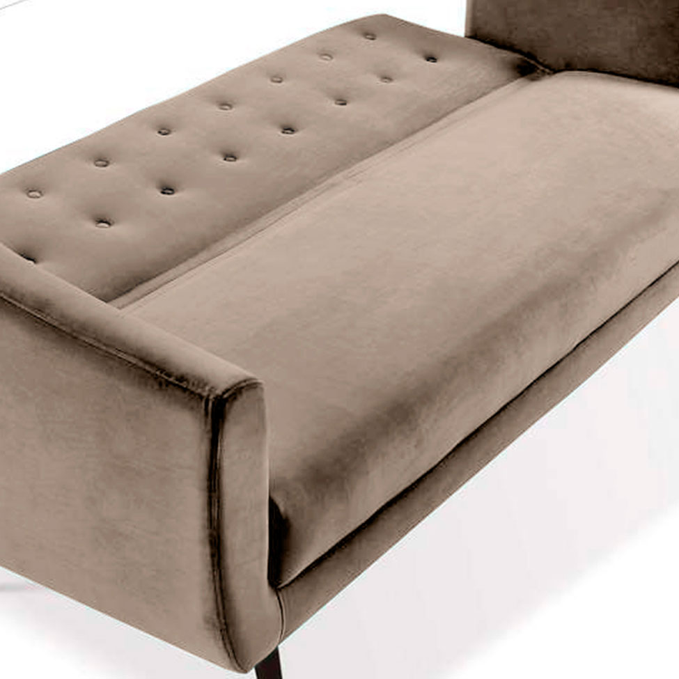 Sofá-Cama Casal 3 Lugares Beatriz Veludo Bege
