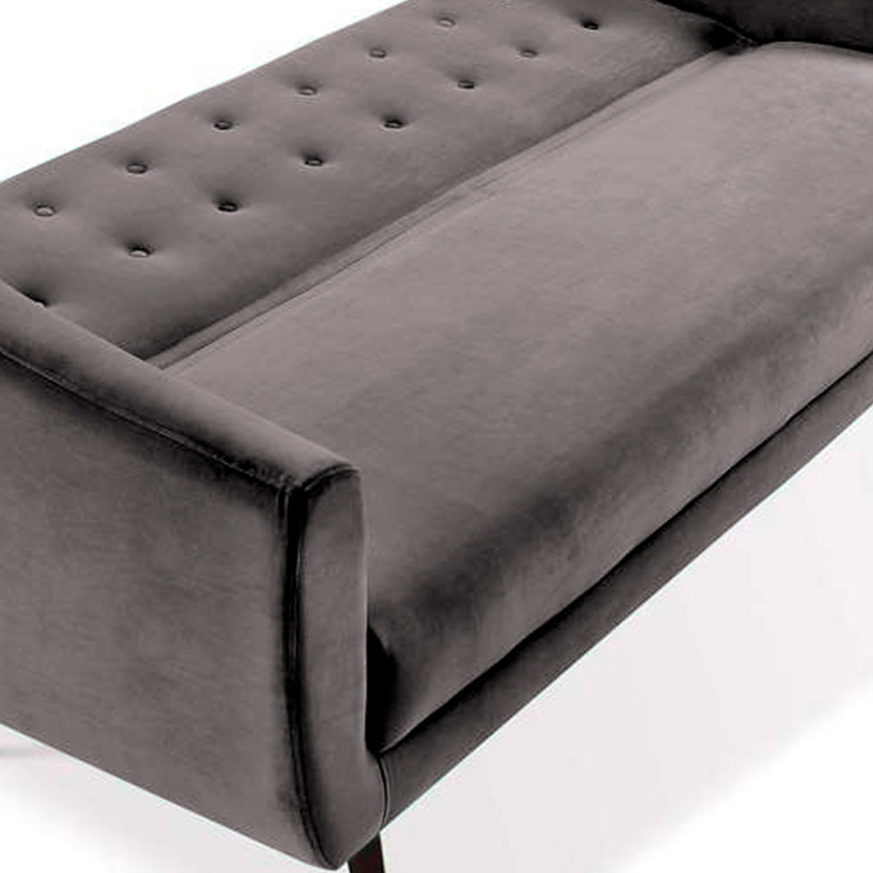 Sofá-Cama Casal 3 Lugares Beatriz Veludo Cinza