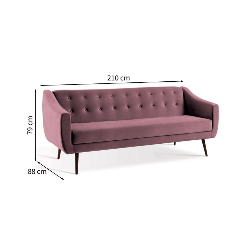 Sofá-Cama Casal 3 Lugares Beatriz Veludo Rosa
