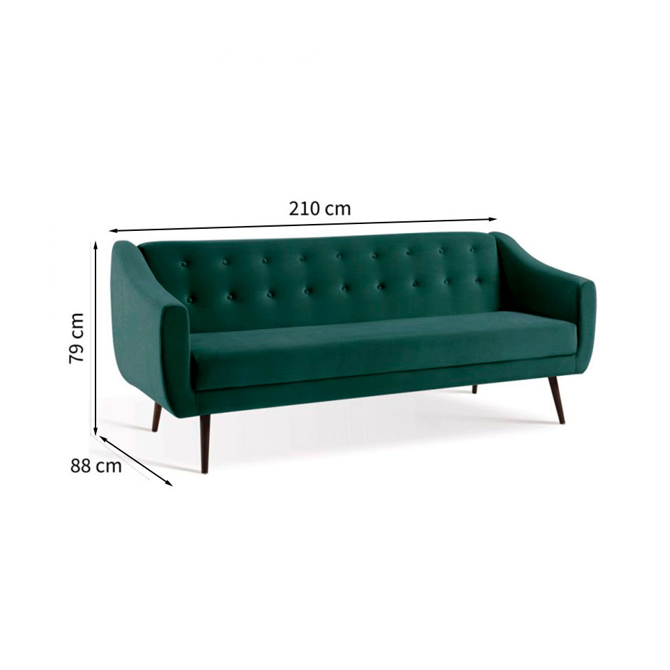 Sofá-Cama Casal 3 Lugares Beatriz Veludo Verde