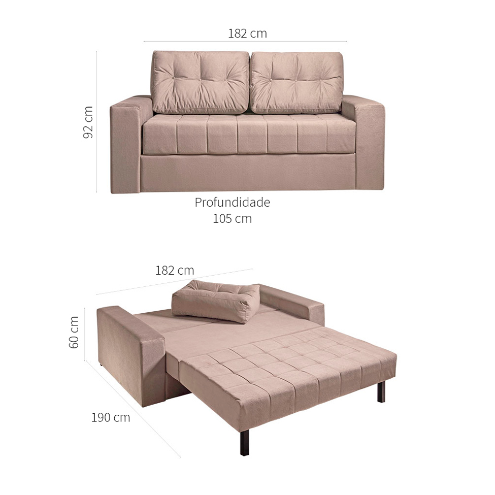 Sofá-Cama Casal 3 Lugares Murilo Linho Bege