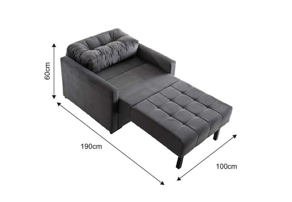 Sofá-Cama Solteiro Murilo Uno Veludo Cinza
