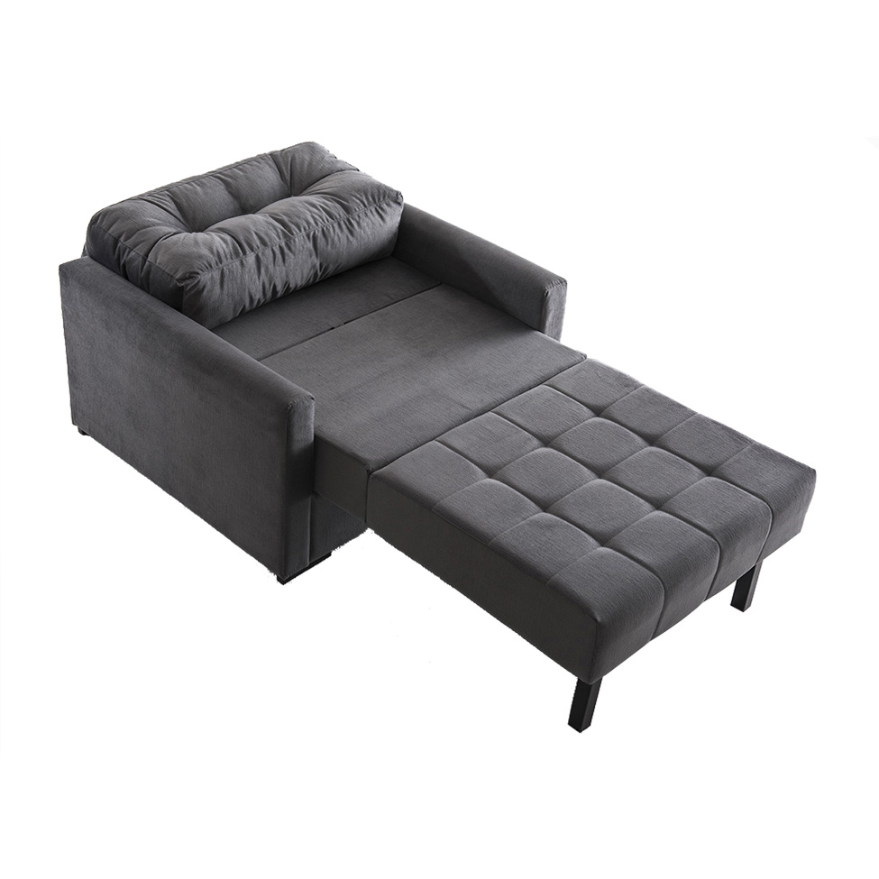 Sofá-Cama Solteiro Murilo Uno Veludo Cinza