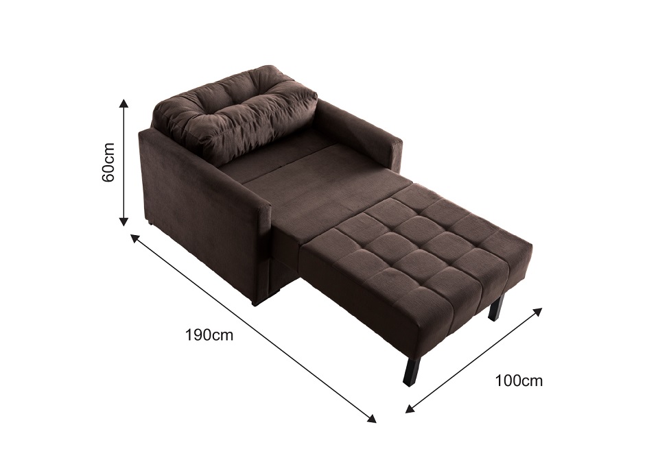 Sofá-Cama Solteiro Murilo Veludo Marrom Escuro