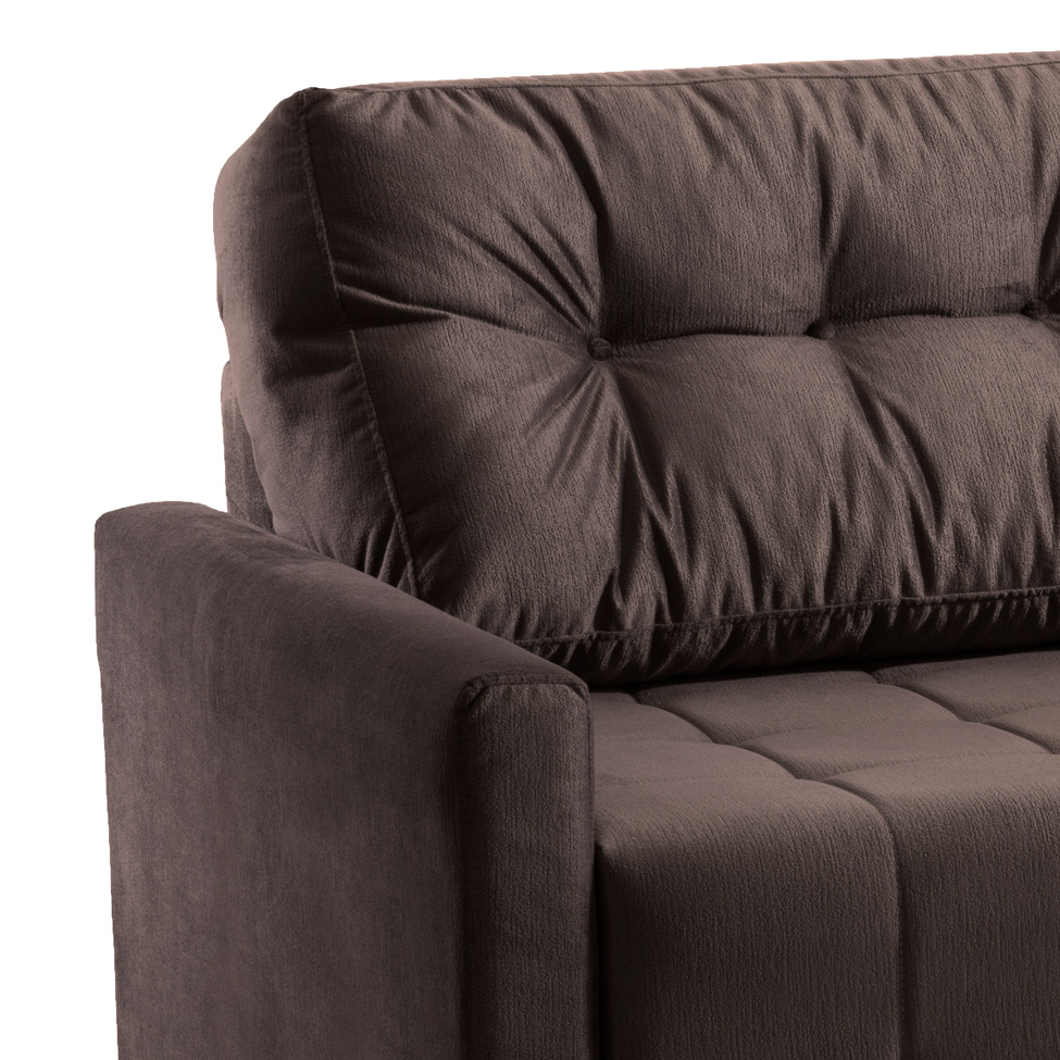 Sofá-Cama Solteiro Murilo Veludo Marrom Escuro