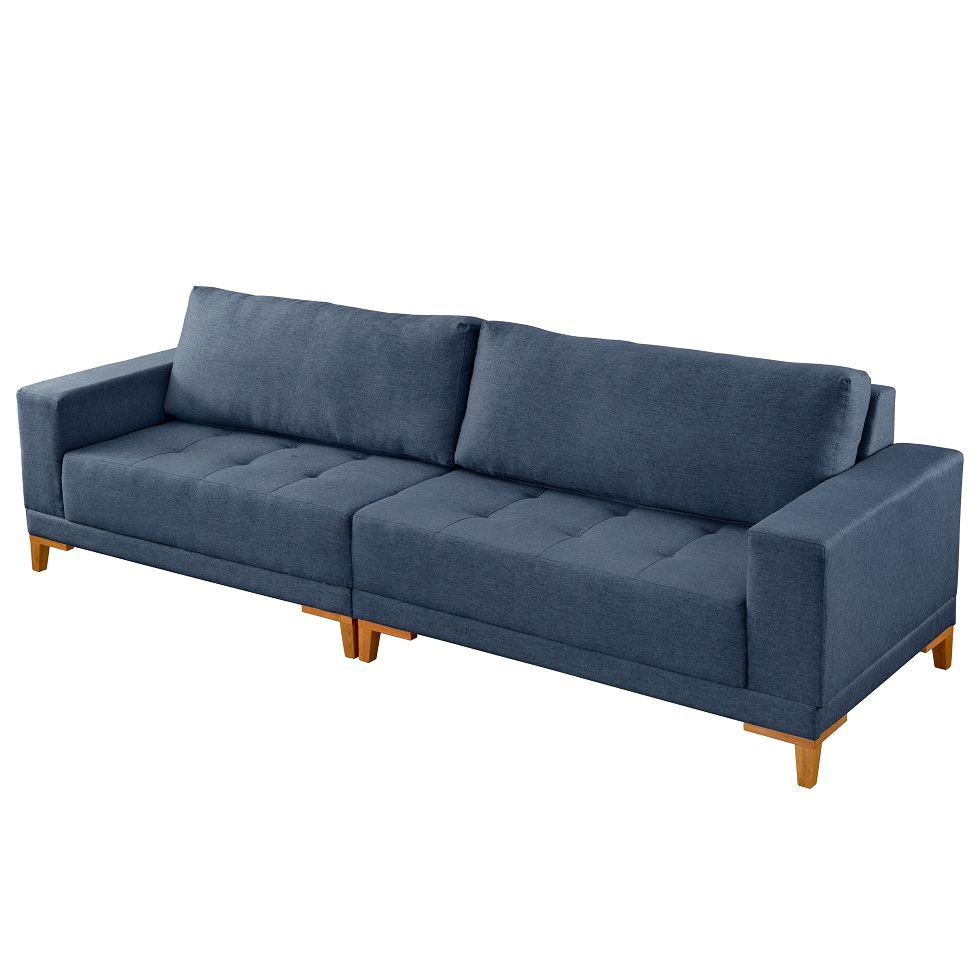 Sofá Plus Volga 4 Lugares Linho Azul 280 cm