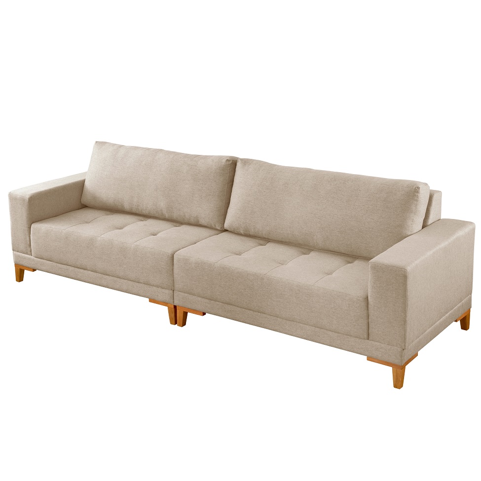 Sofá Plus Volga 4 Lugares Linho Bege 280 cm