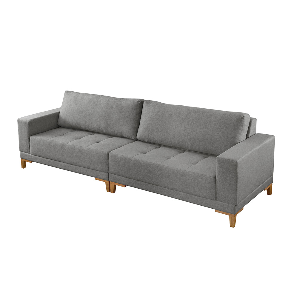 Sofá Plus Volga 4 Lugares Linho Cinza 280 cm
