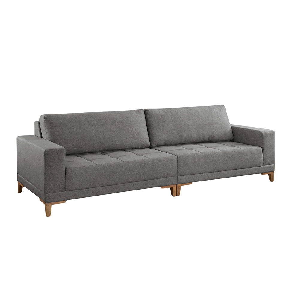 Sofá Plus Volga 4 Lugares Linho Cinza 280 cm
