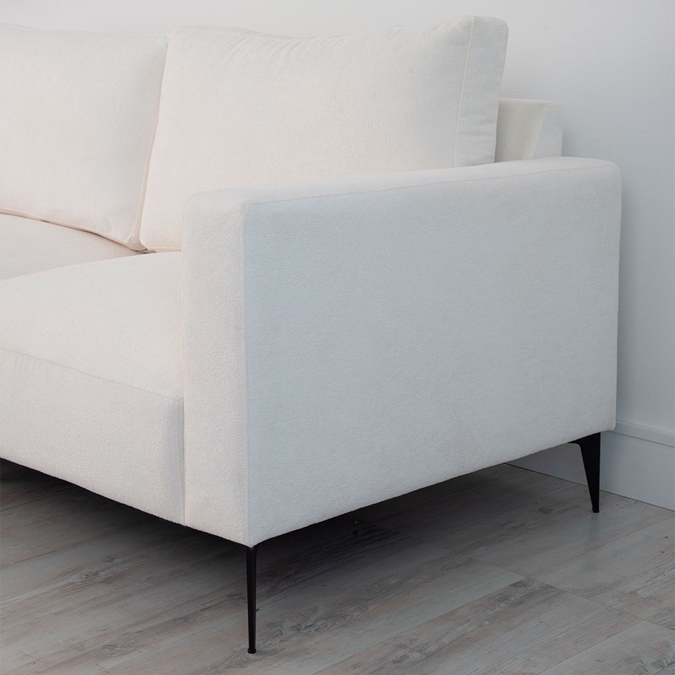 Sofá Unne 2 Lugares com Molas Ensacadas Bouclé Off White 170 cm
