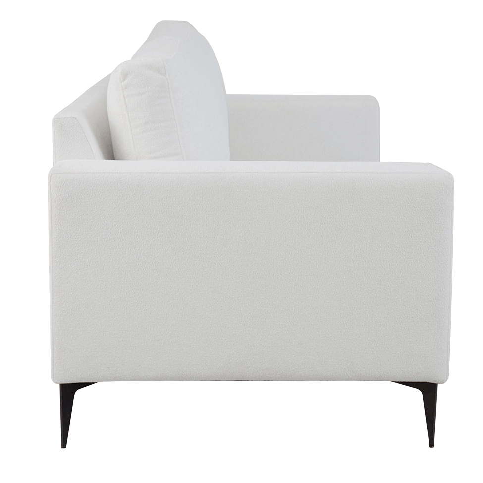 Sofá Unne 2 Lugares com Molas Ensacadas Bouclé Off White 170 cm