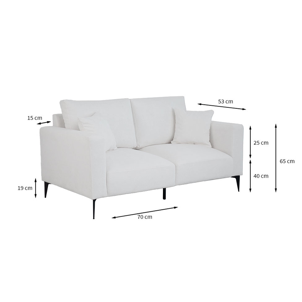Sofá Unne 2 Lugares com Molas Ensacadas Bouclé Off White 170 cm