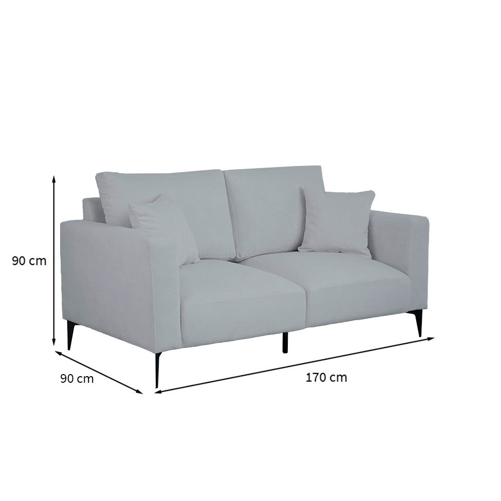 Sofá Unne 2 Lugares com Molas Ensacadas Bouclê Cinza 170 cm