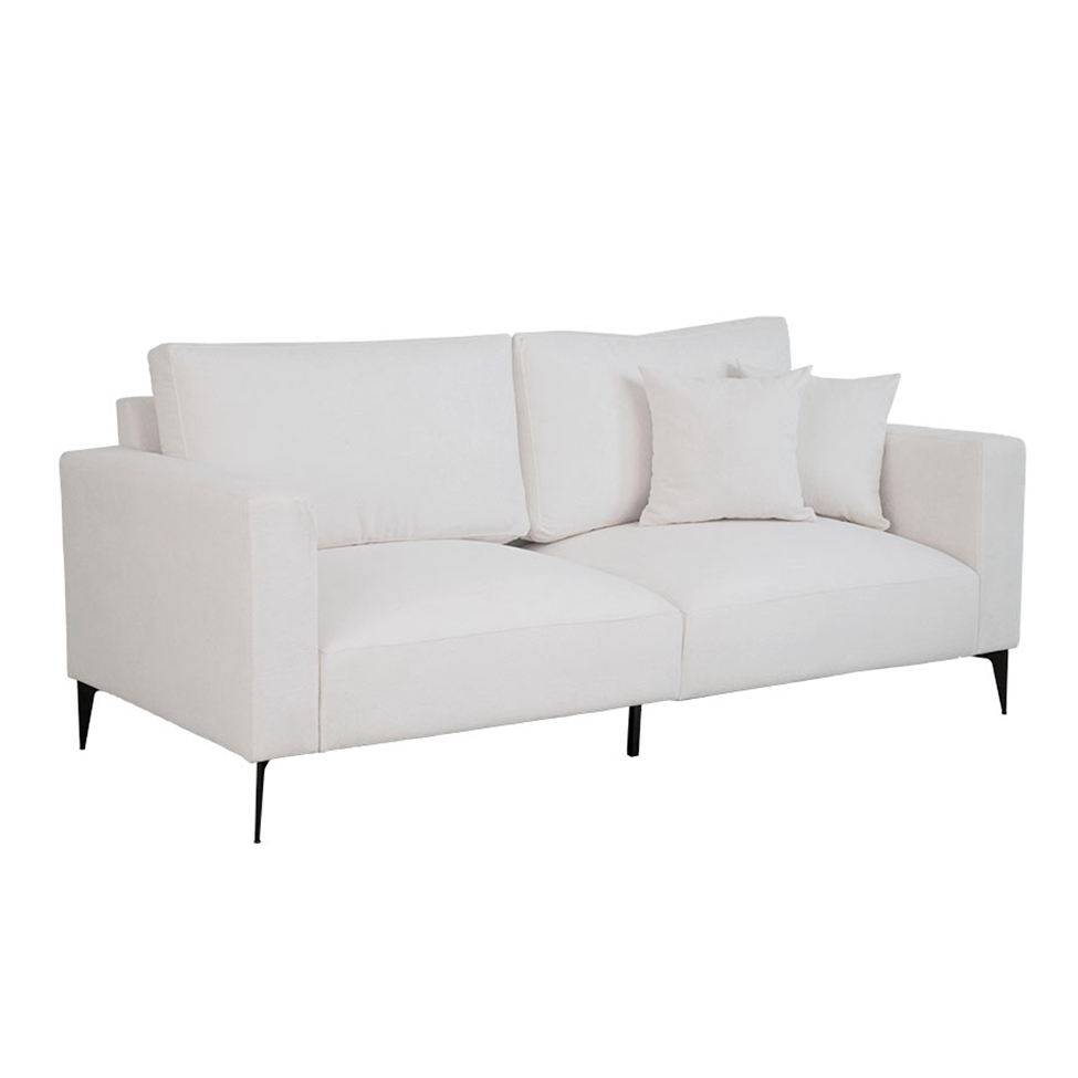 Sofá Unne 3 Lugares com Molas Ensacadas Bouclé Off White 200 cm