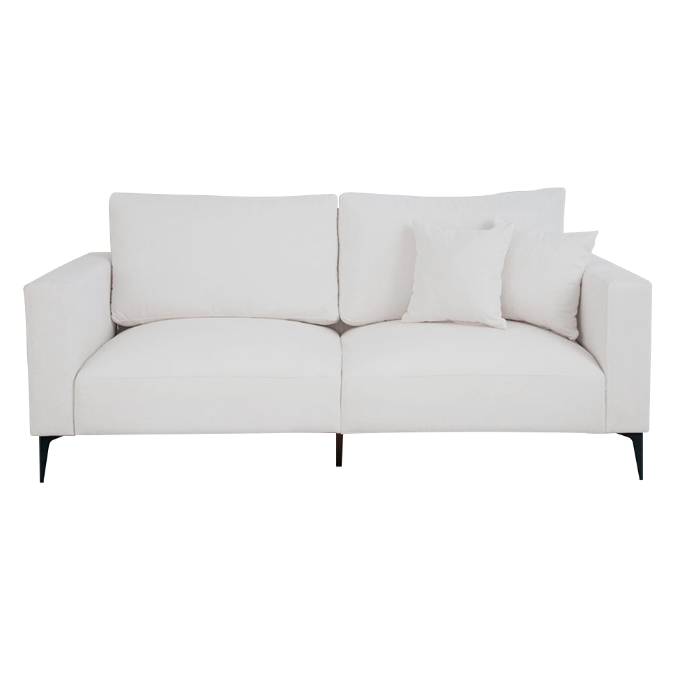 Sofá Unne 3 Lugares com Molas Ensacadas Bouclé Off White 200 cm