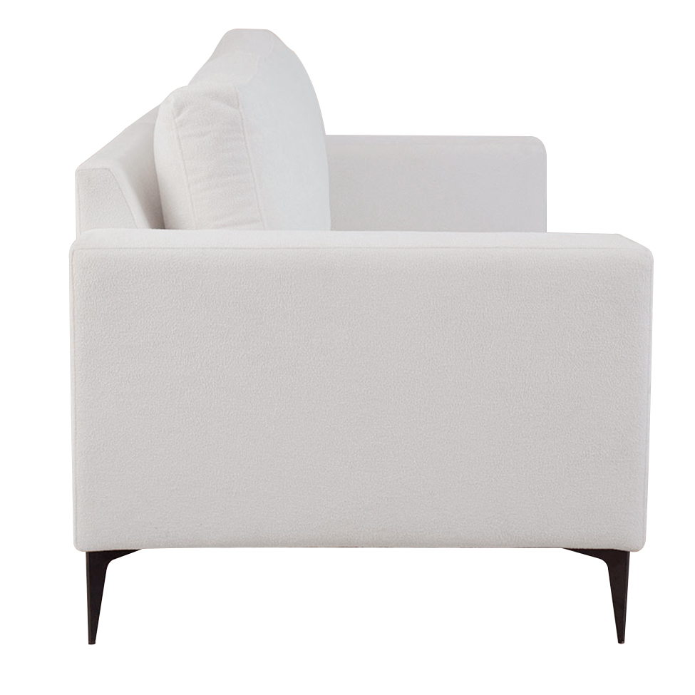 Sofá Unne 3 Lugares com Molas Ensacadas Bouclé Off White 200 cm