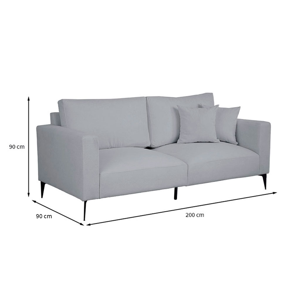 Sofá Unne 3 Lugares com Molas Ensacadas Bouclê Cinza 200 cm