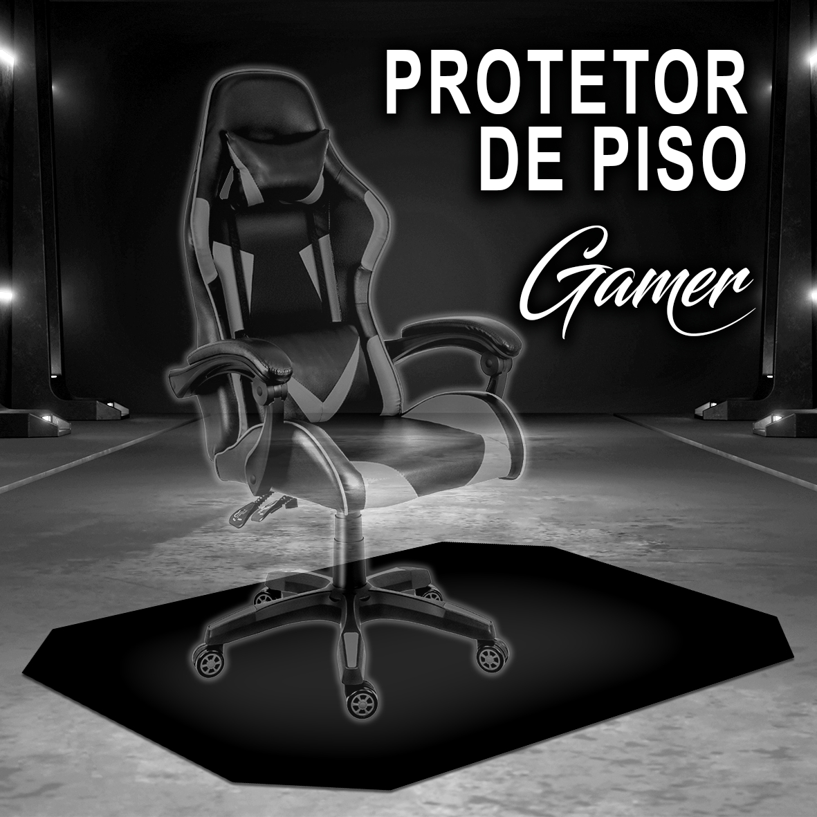 Protetor de Piso Tapete para Cadeira Gamer 1,20x85cm Preto