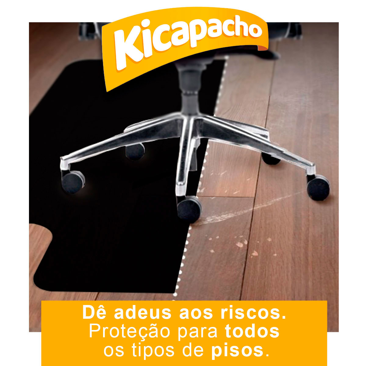 Protetor de Piso Tapete para Cadeira Gamer 1,20x85cm Preto com Borda Azul