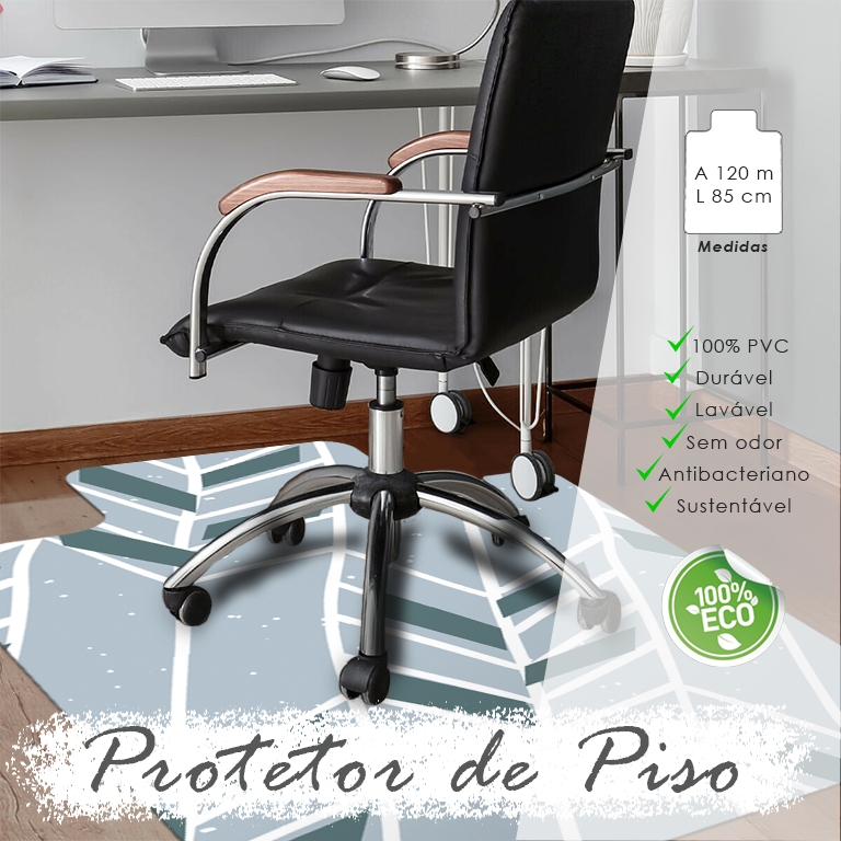 Protetor de Piso para Escritório 1,20x85cm Estampa Folhas