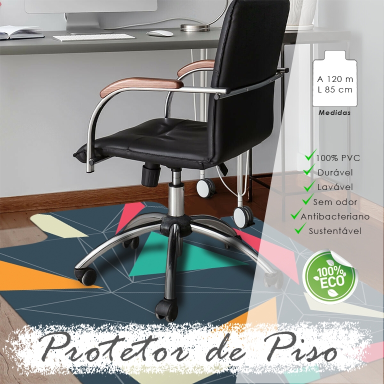 Protetor de Piso para Escritório 1,20x85cm Estampa Triângulo