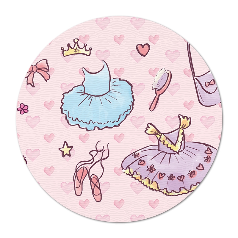 TAPETE INFANTIL QUARTO DE CRIANÇA ANTIALÉRGICO EM PVC BALÉ PRINCESA 70cm REDONDO
