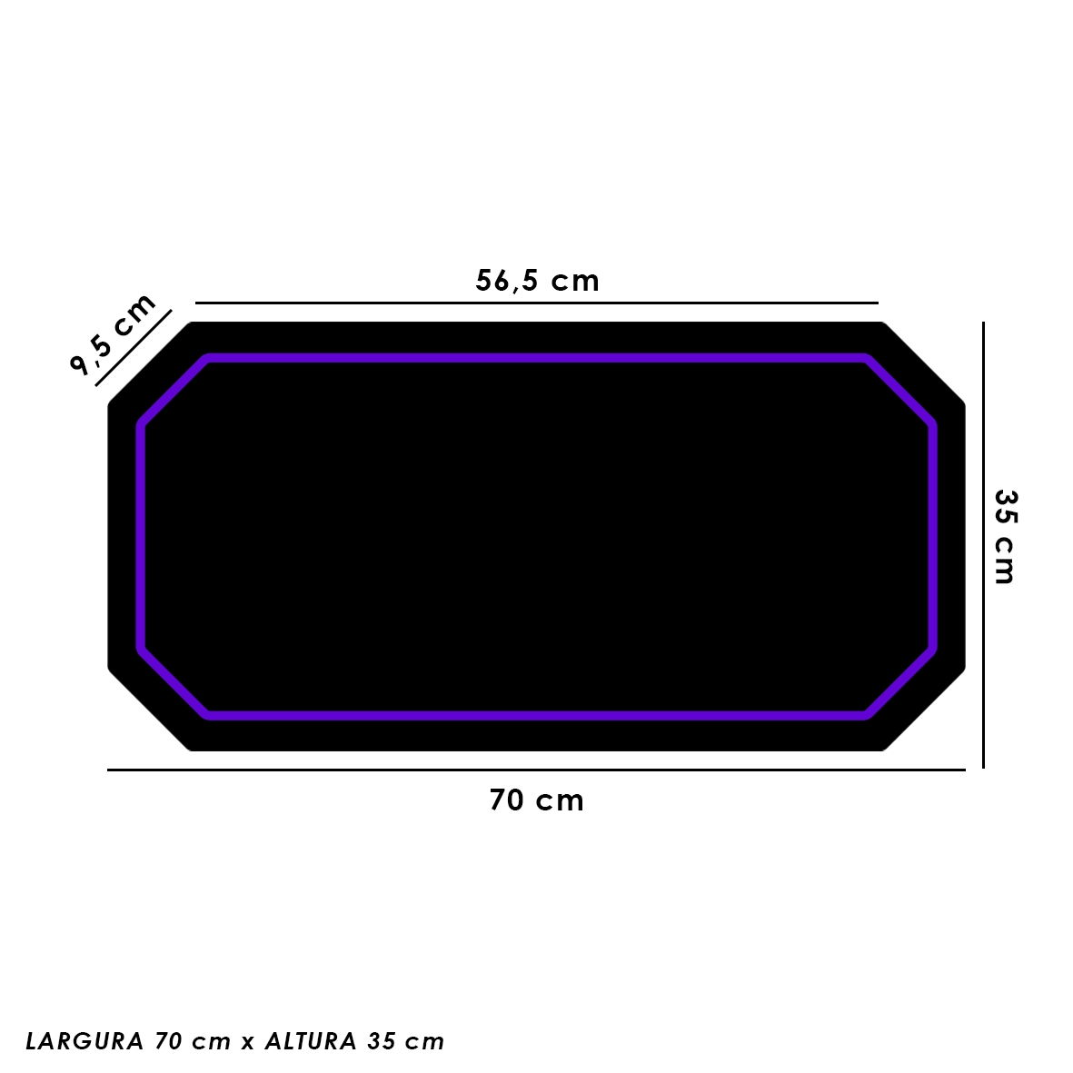 Tapete Mousepad Protetor De Mesa Gamer Borda Roxa - 70x35cm