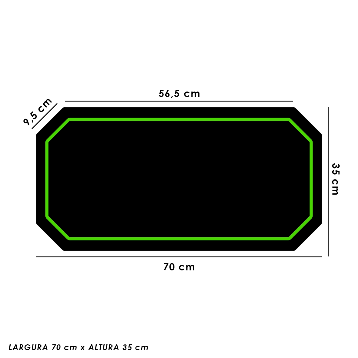 Tapete Mousepad Protetor De Mesa Gamer Borda Verde - 70x35cm